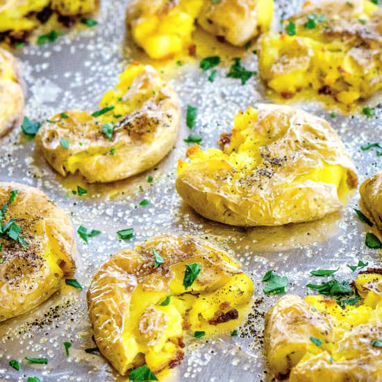 Crispy Smashed Potatoes - Recipe photo by FoodFolksandFun