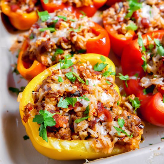 Hot Italian Sausage Stuffed Peppers - Recipe photo by Girlwiththeironcast