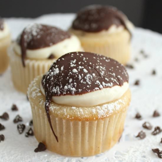 Chocolate Dipped Cannoli Cupcakes - Recipe photo by Family Table Treasures