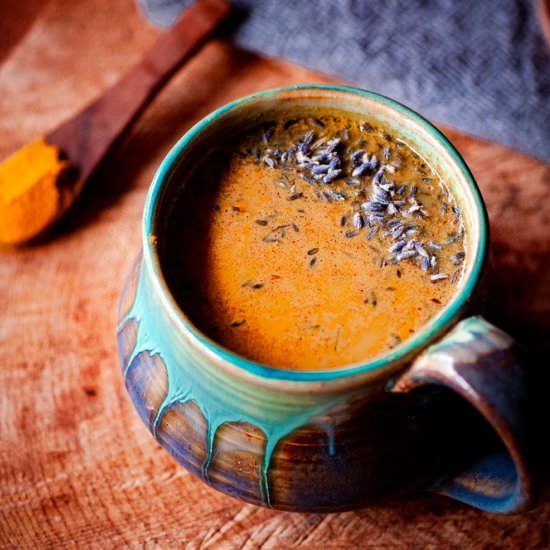 Golden Lavender Adaptogen Latte - Recipe photo by moon and spoon and yum.