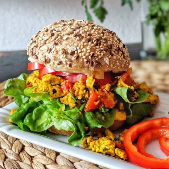 Tofu Scramble Breakfast Sandwich - Recipe photo by In Love with Bliss
