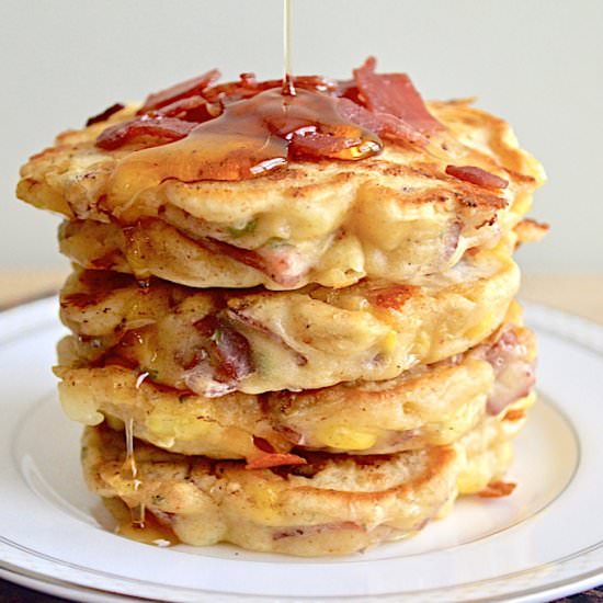Cheesy Turkey Bacon Griddle Cakes - Recipe photo by jeanieandluluskitchen
