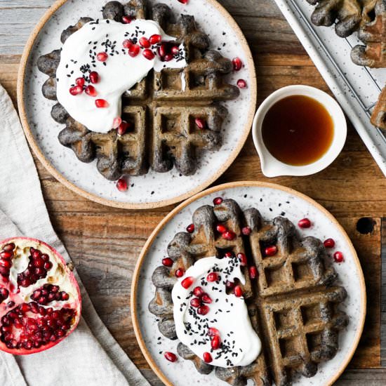 Black Sesame Waffles - Recipe photo by EatChoFood