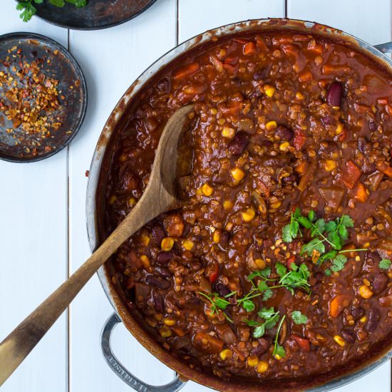 Vegan chili sin carne - Recipe photo by Stinnagm