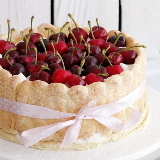 Cherry Charlotte Cake - Recipe photo by lilcookieblog