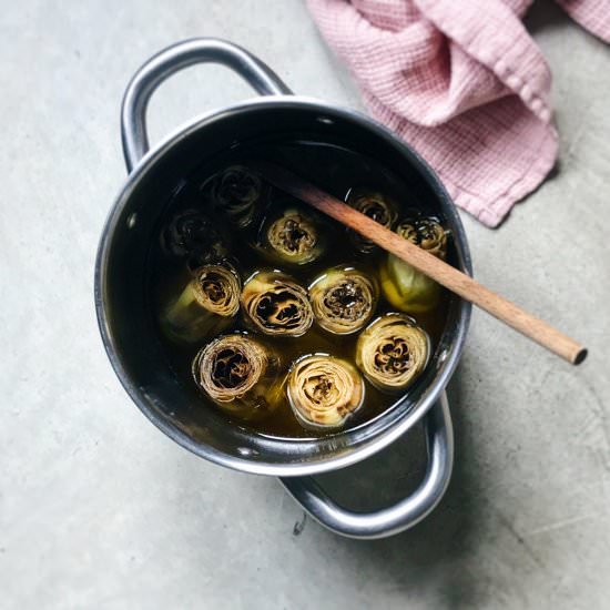Candied artichokes in olive oil - Recipe photo by deliciousspanishfood