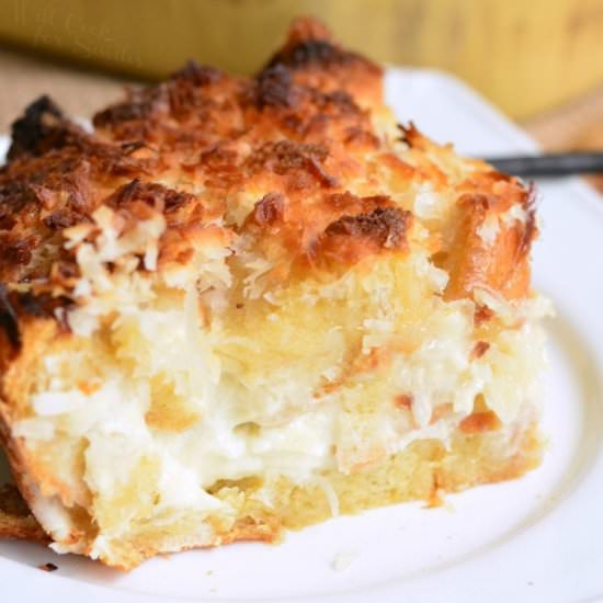 Coconut Cheesecake Bread Pudding - Recipe photo by WillCookForSmiles