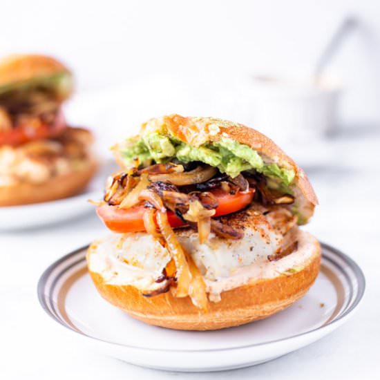 Blackened Cod Sandwich W/Spicy Mayo - Recipe photo by heyemilyann