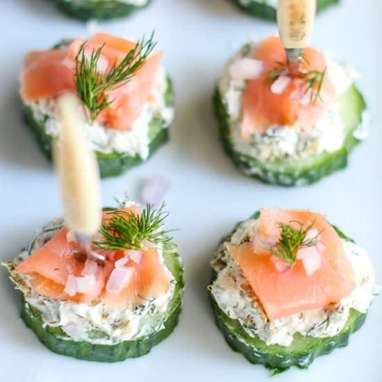 Smoked Salmon Cream Cheese Cucumber - Recipe photo by aforkstale