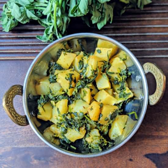 Vegan Fenugreek leaves with Potato - Recipe photo by rparm