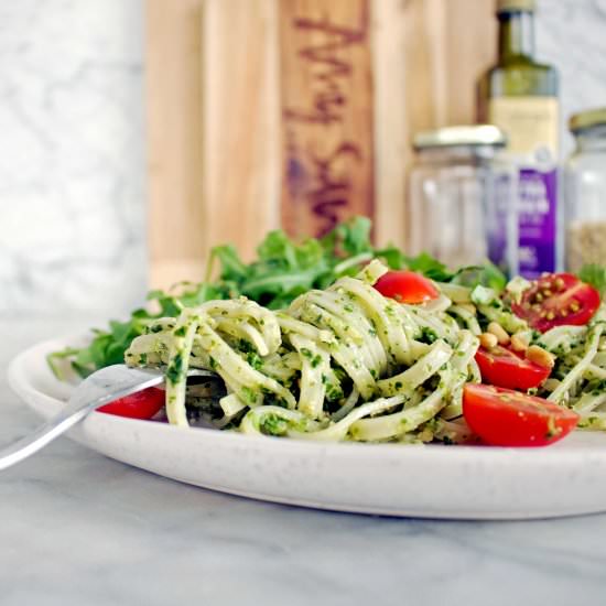 Pumpkin Seed & Pine Nut Pesto Pasta - Recipe photo by amysavagenutrition