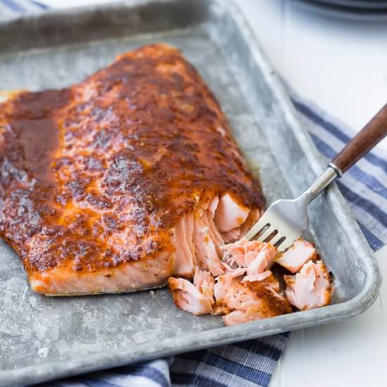 Maple Mustard Baked Salmon - Recipe photo by rachelcooksblog