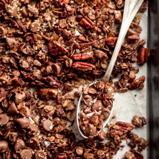 Indulgent Chocolate Granola - Recipe photo by bluebowlrecipes