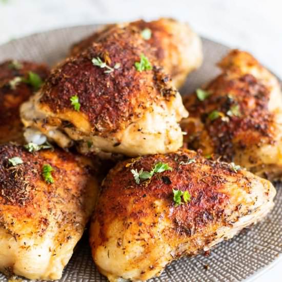 Crispy Oven Baked Chicken Thighs - Recipe photo by SunkissedKitch