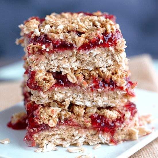 Raspberry Oat Bars - Recipe photo by plant.well