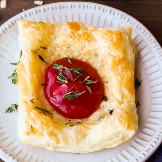 Savory Cheese Puffs with Raspberry - Recipe photo by Delicious Little Bites
