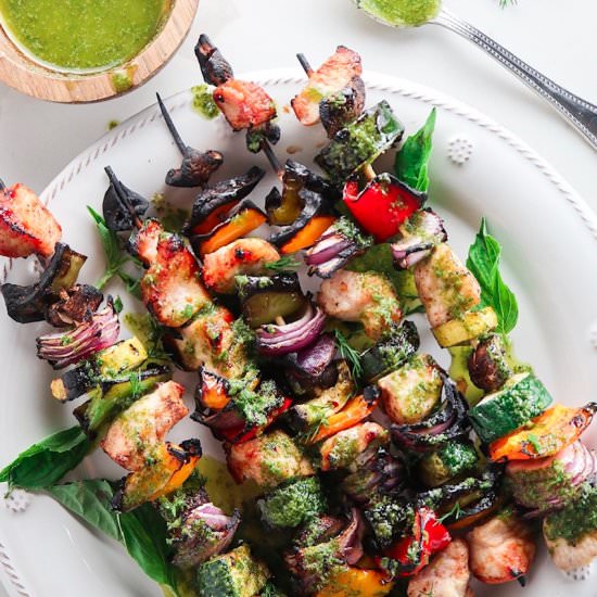 Chicken Kebabs & Lemon Herb Sauce - Recipe photo by tippsinthekitch