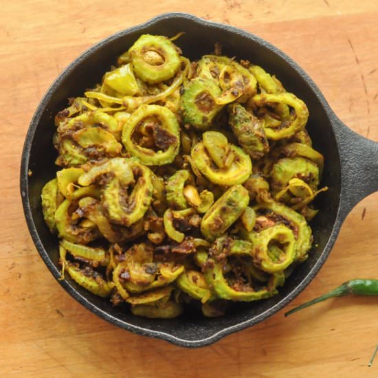 Curried Bitter Gourd - Recipe photo by Veggiecurean