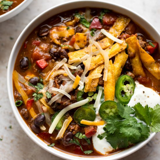 Easy Black Bean Chili - Recipe photo by saltandlavender