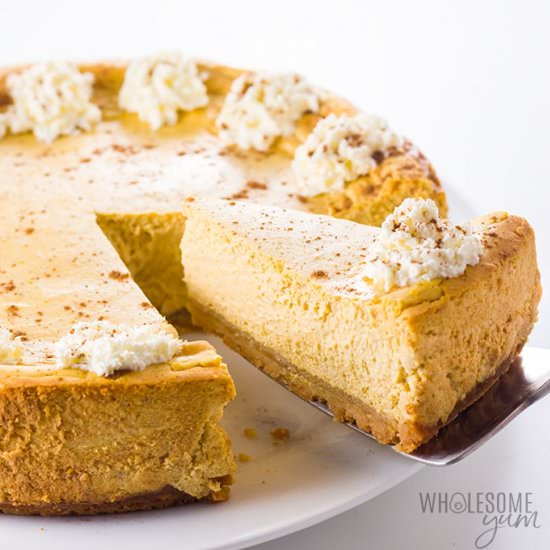 Keto Pumpkin Cheesecake - Recipe photo by wholesomeyum
