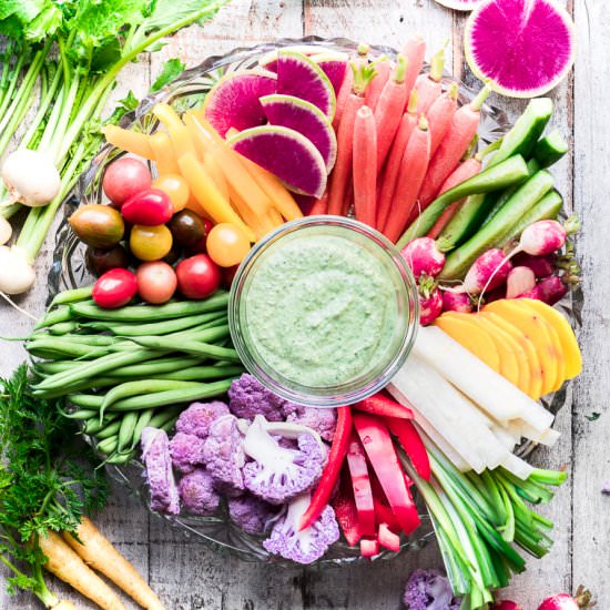 Crudité with whipped basil ricotta - Recipe photo by theviewfromgreatisland
