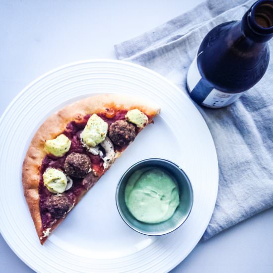 Vegan Meatball Pizza - Recipe photo by upbeetkitchen