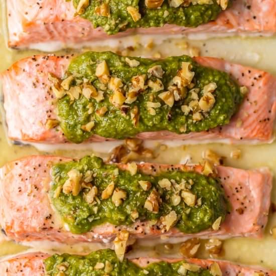 BAKED PESTO SALMON - Recipe photo by the cookie rookie