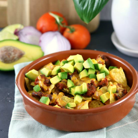 Vegan Nachos w Cashew Cheese Sauce - Recipe photo by SouthernInLaw