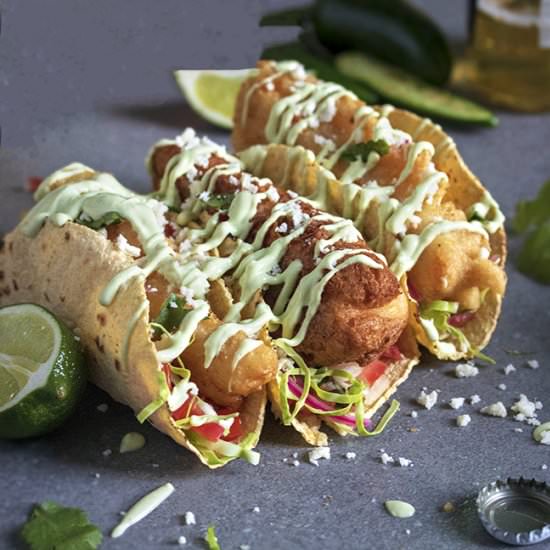 Fish Tacos with Avocado Lime Sauce - Recipe photo by URBANBAKES