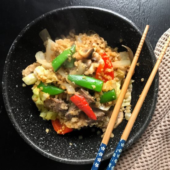 Riced Cauliflower Steak Stir Fry - Recipe photo by Pot of Gold Blog