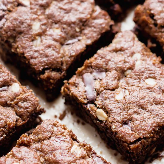 Chocolate Almond Butter Cookie Bars - Recipe photo by glowinglywell