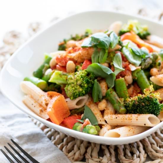 30 Minute Vegetable Cajun Pasta - Recipe photo by glowinglywell