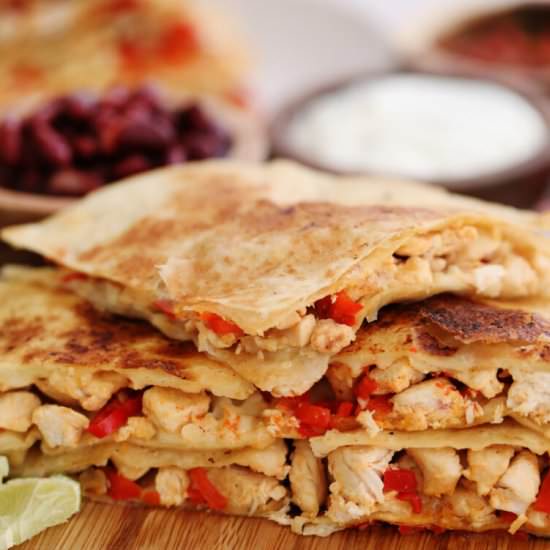 Easy Chicken Quesadillas - Recipe photo by peasandpeonies