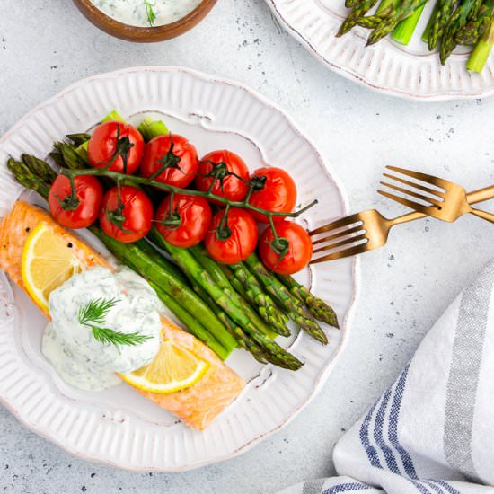 Baked Salmon with Dill Sauce - Recipe photo by Veronikas Kitchen