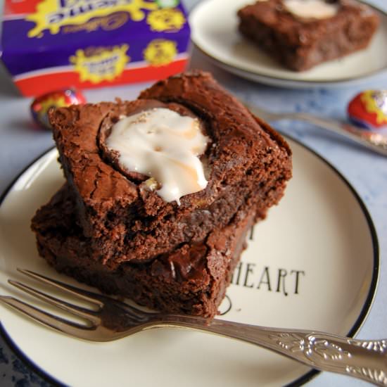 Cadbury Creme Egg Brownies - Recipe photo by SweetSavouryBlog