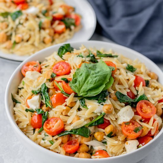 Orzo Pasta Salad with Roasted Chick - Recipe photo by thepracticalrd