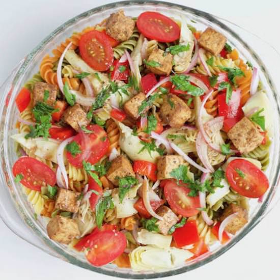 Balsamic Pasta Salad with Tofu - Recipe photo by sinfulnutrition
