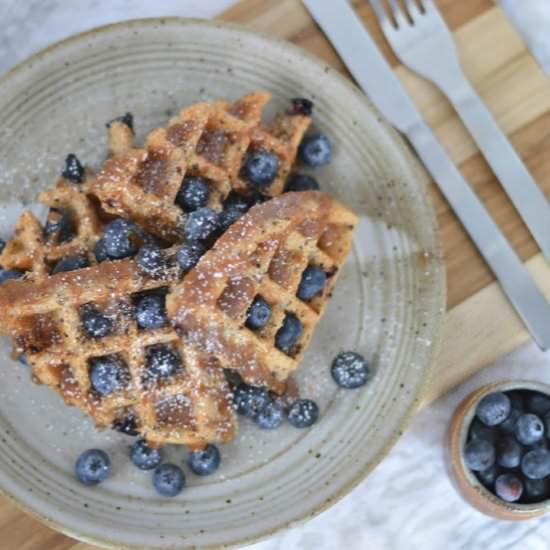 Vegan/GF Quinoa Blueberry Waffles - Recipe photo by Always Daydreaming