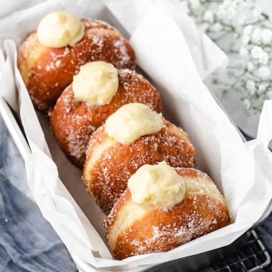 Brioche Donuts with Vanilla Cream - Recipe photo by kickassbaker
