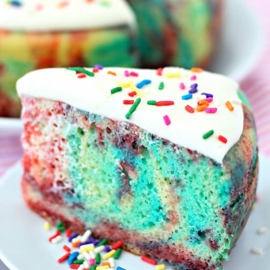 Unicorn Jello Poke Cake - Recipe photo by squirrelsofafeather