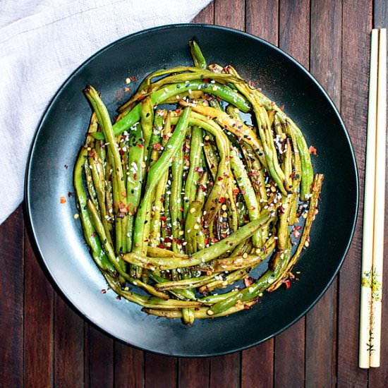 Szechuan Dry Fried Green Beans - Recipe photo by MasalaHerb