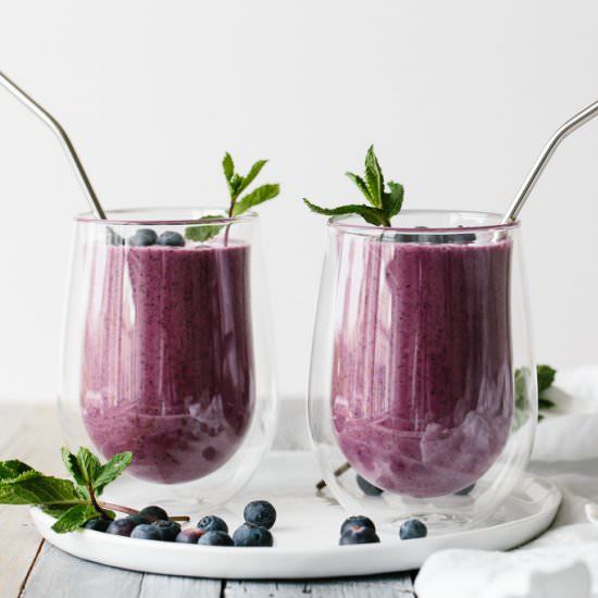 Blueberry Smoothie - Recipe photo by Downshiftology