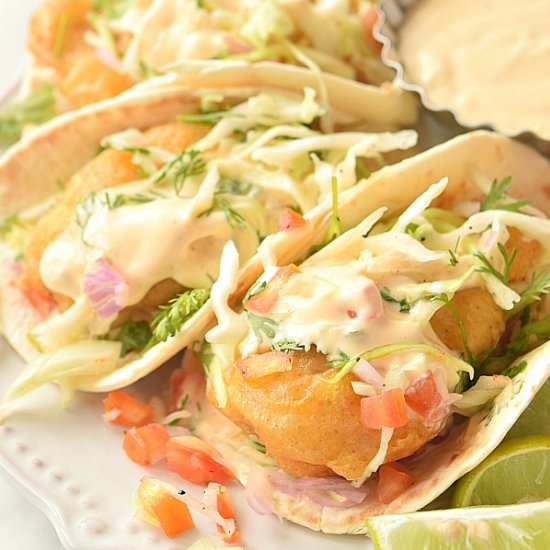 Baja Fish Tacos - Recipe photo by Savory Bites