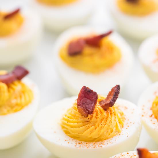 Perfect Deviled Eggs with Bacon - Recipe photo by 40aprons