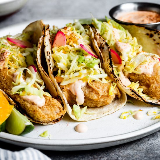 Gluten-free Baja Fish Tacos - Recipe photo by snixykitchen