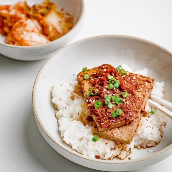 Korean Braised Tofu - Recipe photo by girlmeetsradish