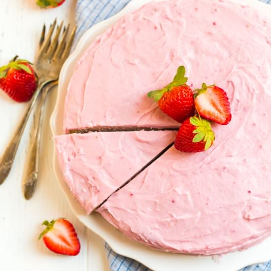 Fresh Strawberry Cake - Recipe photo by wellplated