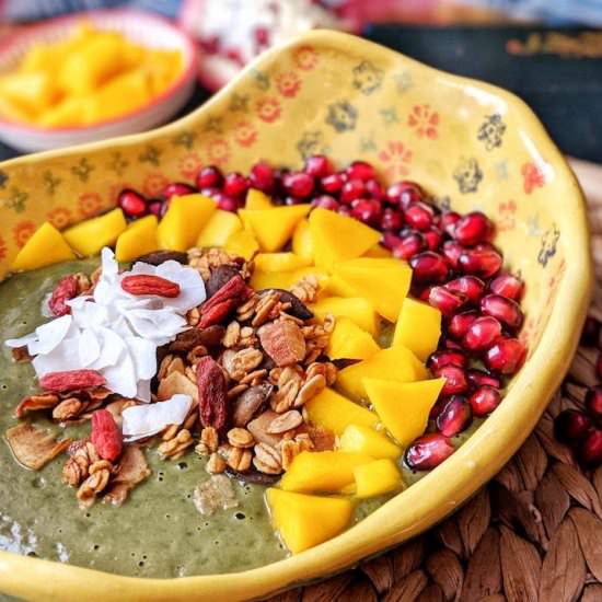 Green Spirulina Smoothie Bowl - Recipe photo by In Love with Bliss