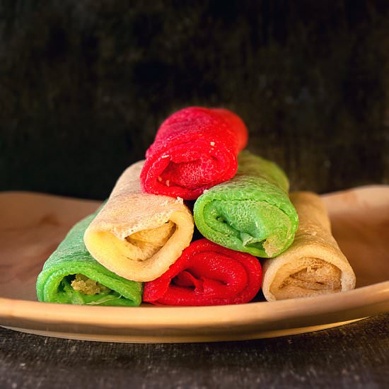 colorful coconut crepes - Recipe photo by MasalaHerb