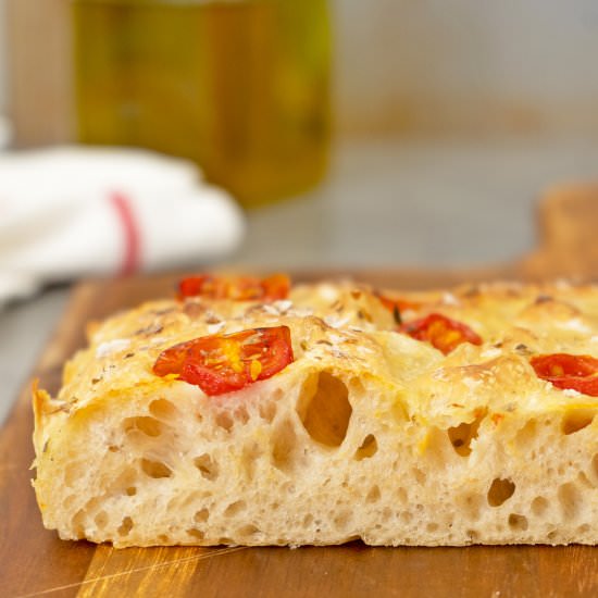 No-Knead Focaccia - Recipe photo by El Mundo Eats